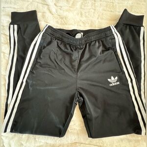 Adidas Kids Classic 3 Stripe Black Joggers with White Stripes Sz L